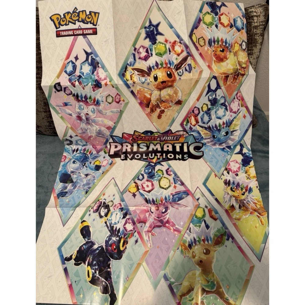 Pokemon TCG Scarlet & Violet Prismatic Evolutions Poster Eeveelutions Art Guide
